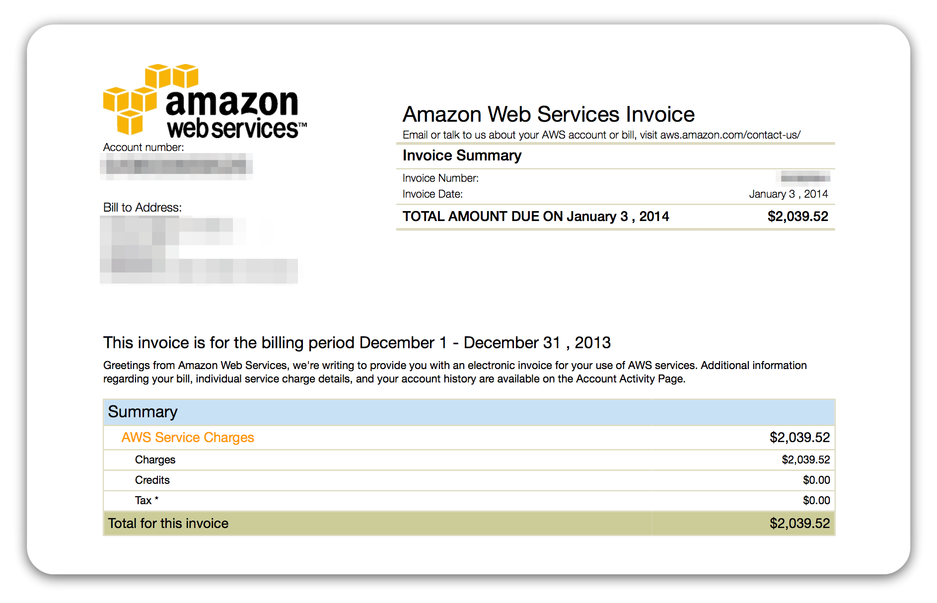 A big ol' AWS bill - you don't want one of these