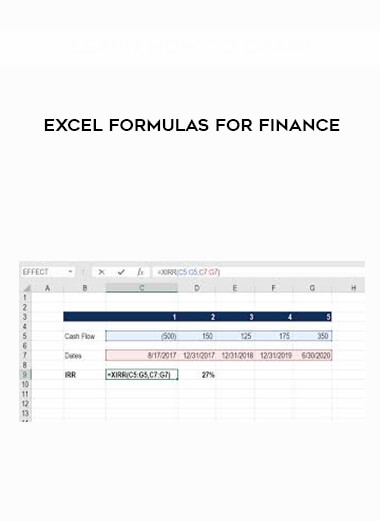 Excel Formulas for Finance courses available download now.