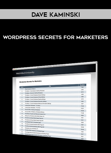 Dave Kaminski – WordPress Secrets for Marketers courses available download now.