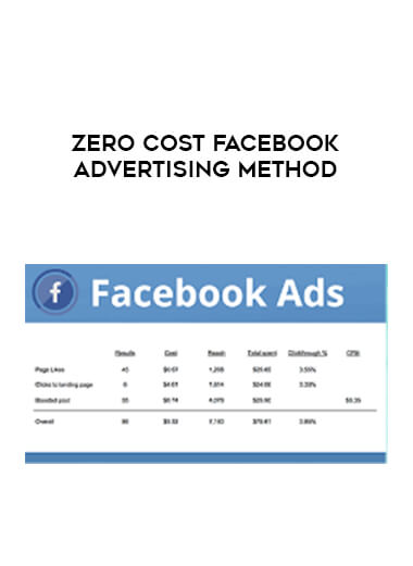 Zero Cost Facebook Advertising Method courses available download now.