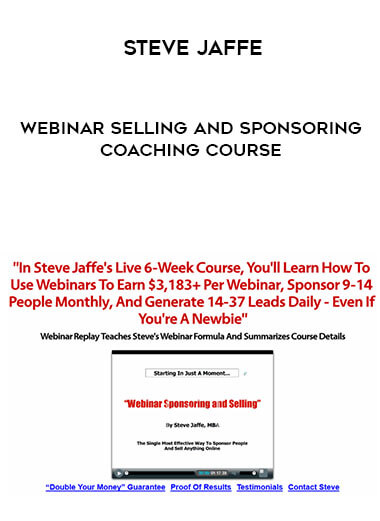 Steve Jaffe - Webinar Selling And Sponsoring Coaching Course courses available download now.