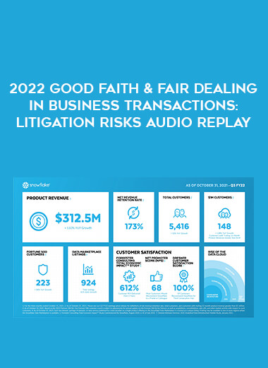 2022 Good Faith & Fair Dealing in Business Transactions: Litigation Risks Audio Replay from https://illedu.com